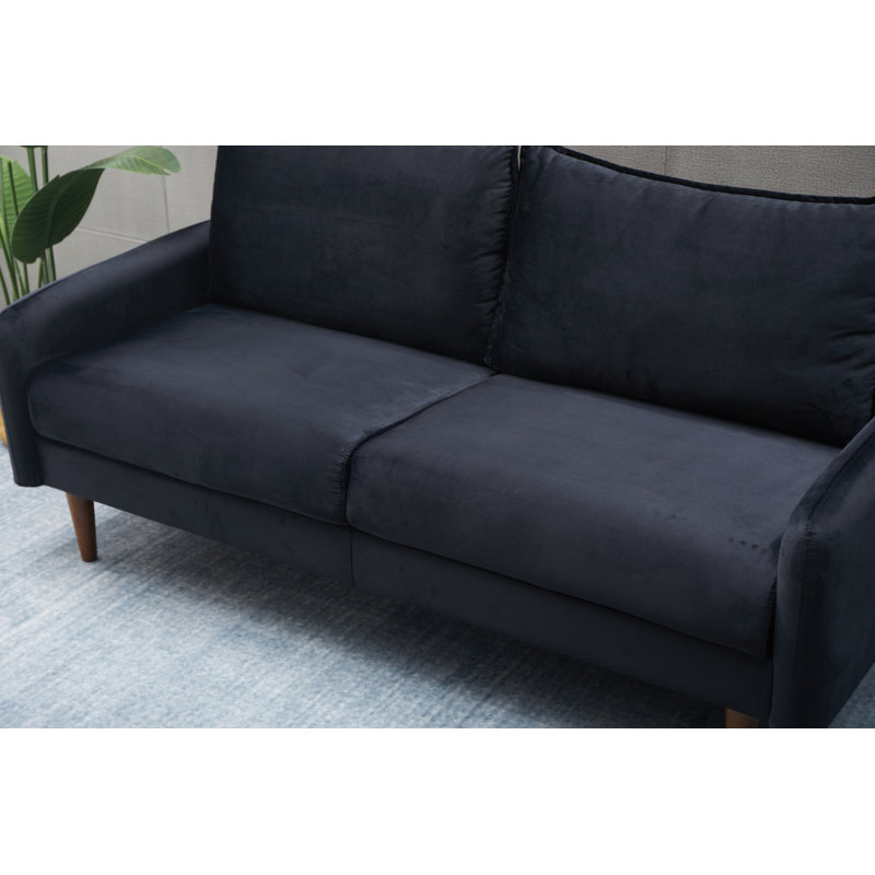 Estancia 72'' Velvet Sofa, Black Velvet