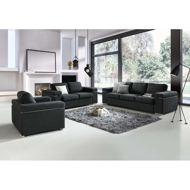 Fauteuils d'appoint en tissu de lin, Lin noir