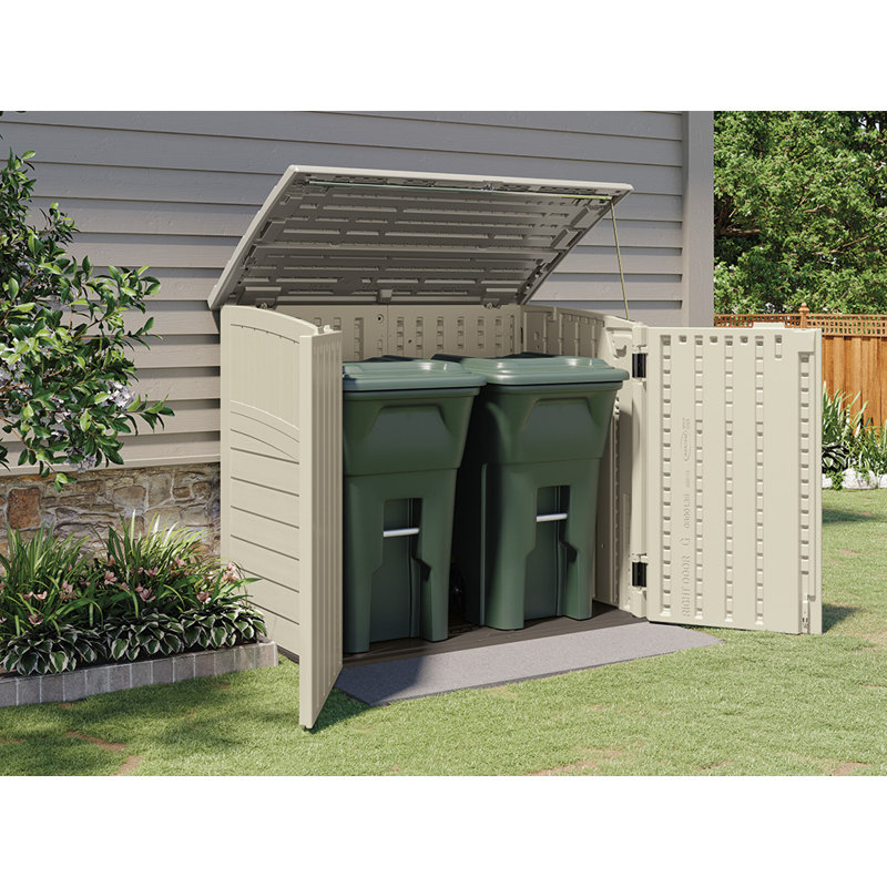 Suncast Outdoor Resin Horizontal Storage Shed, Beige/Gray