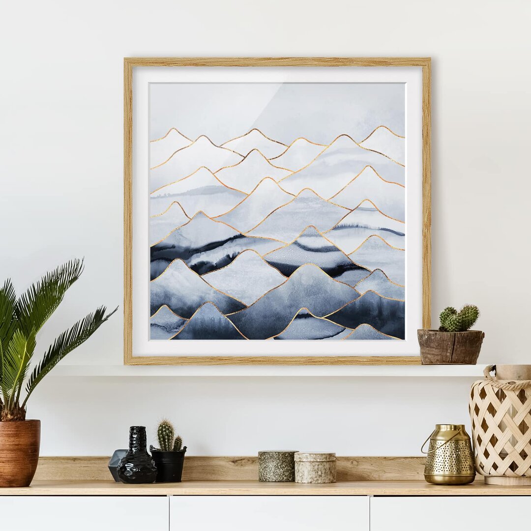 Gerahmtes Poster Mountains White Gold