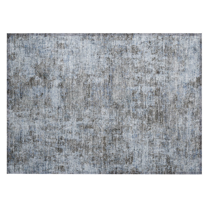 Machine Washable Indoor/Outdoor Xhevrie Blue Rug, Rectangle 1'8" x 2'6"