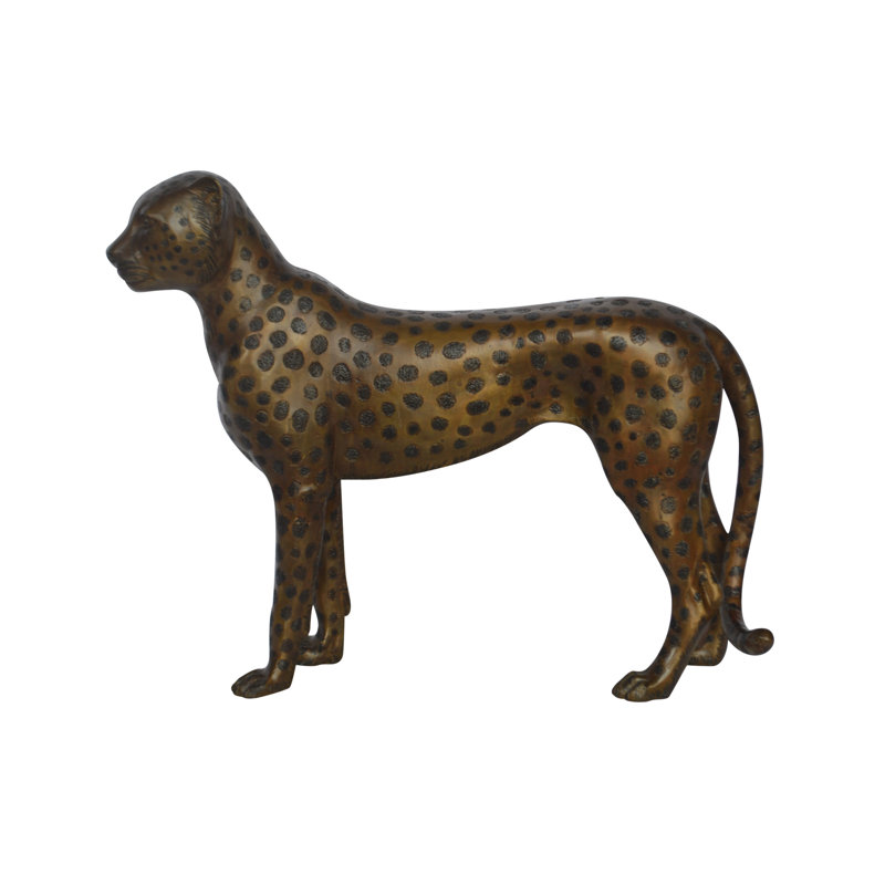 Statue en bronze de bébé guépard Amundi - Taille: L 30 po x l 10 po x H 25 po.