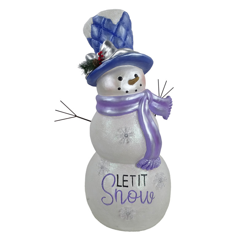 Statue bonhomme de neige lavande d'hiver «Let It Snow» avec DEL décolorée, H 37 po x l 17 po x P 20 po