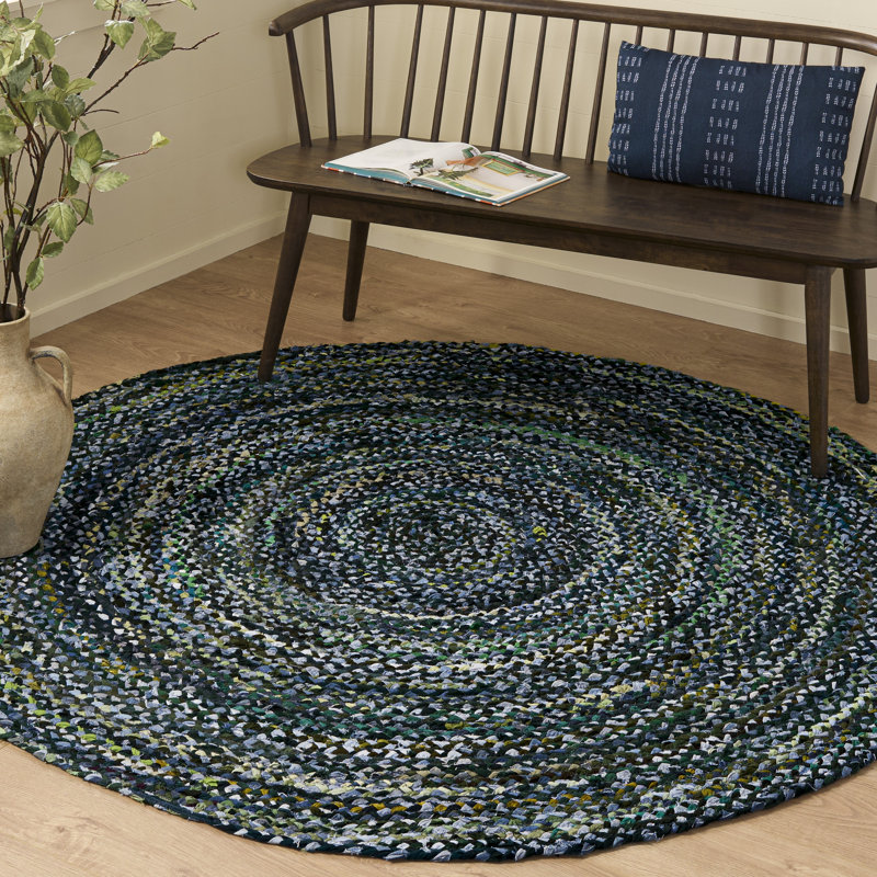 Braided Hand Woven Cotton Solid Color Indoor Rug, Round 6'