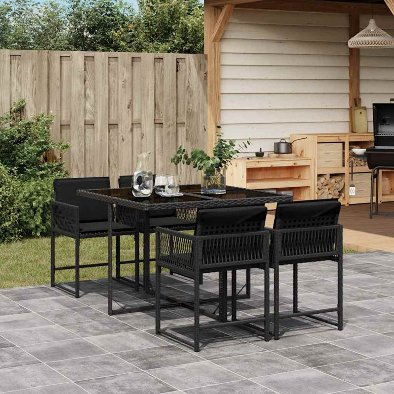 Patio Dining Set Table,, Black, Black