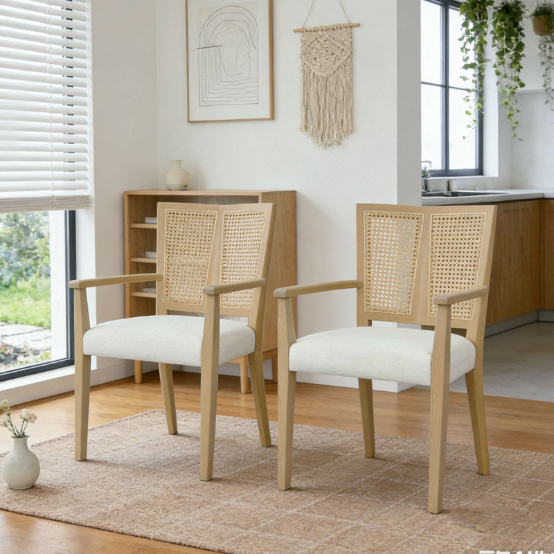ARM DINING CHAIR, Beige,Natural Ash
