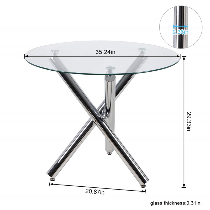 Amyr Round Glass Top Dining Table