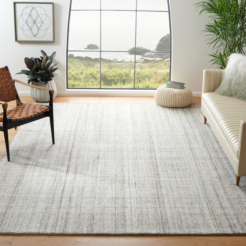 Hand-Tufted Sage & Green Abstract Wool Blend Rug - 9' x 12'