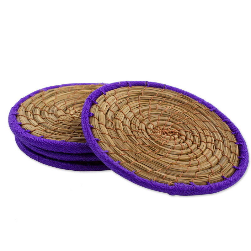Ensemble de 4 sous-verres latins à toast en pin mauve