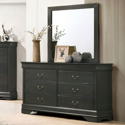 Fredra 6 Drawer 58.4'' W Solid Wood Standard Dressers and Chests with Mirror -  Canora Grey, A54215AB90364F6BB425029CC01321BD