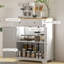 Buffet de cuisine de 68 cm de large avec dessus en bois massif, tablettes ajustables et 2 tiroirs - Blanc vieilli-385139424
