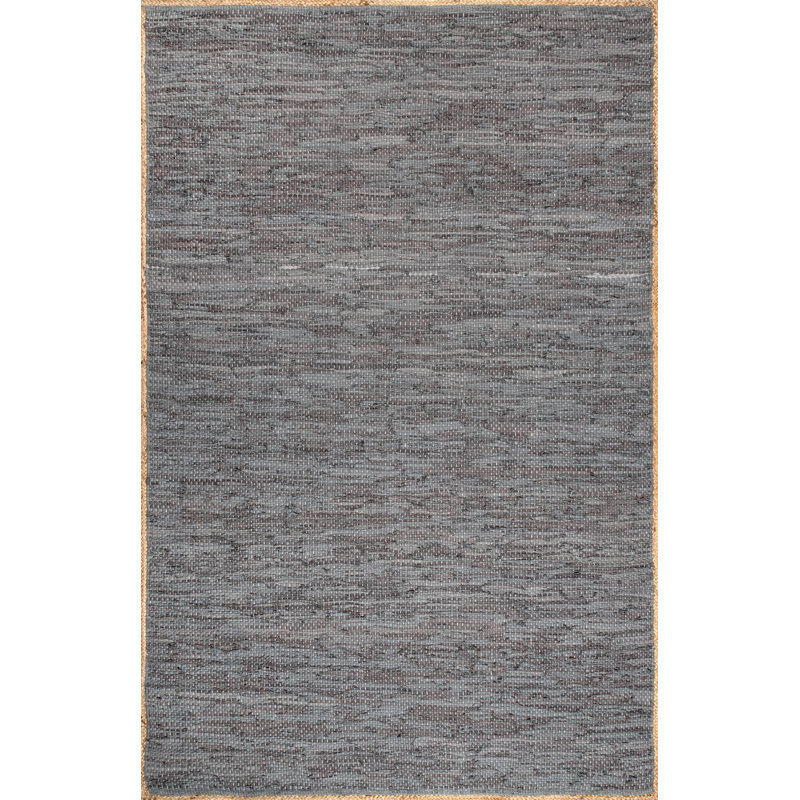 Tapis gris tissé à plat à la main Edolie, Rectangulaire 3 pi x 5 pi