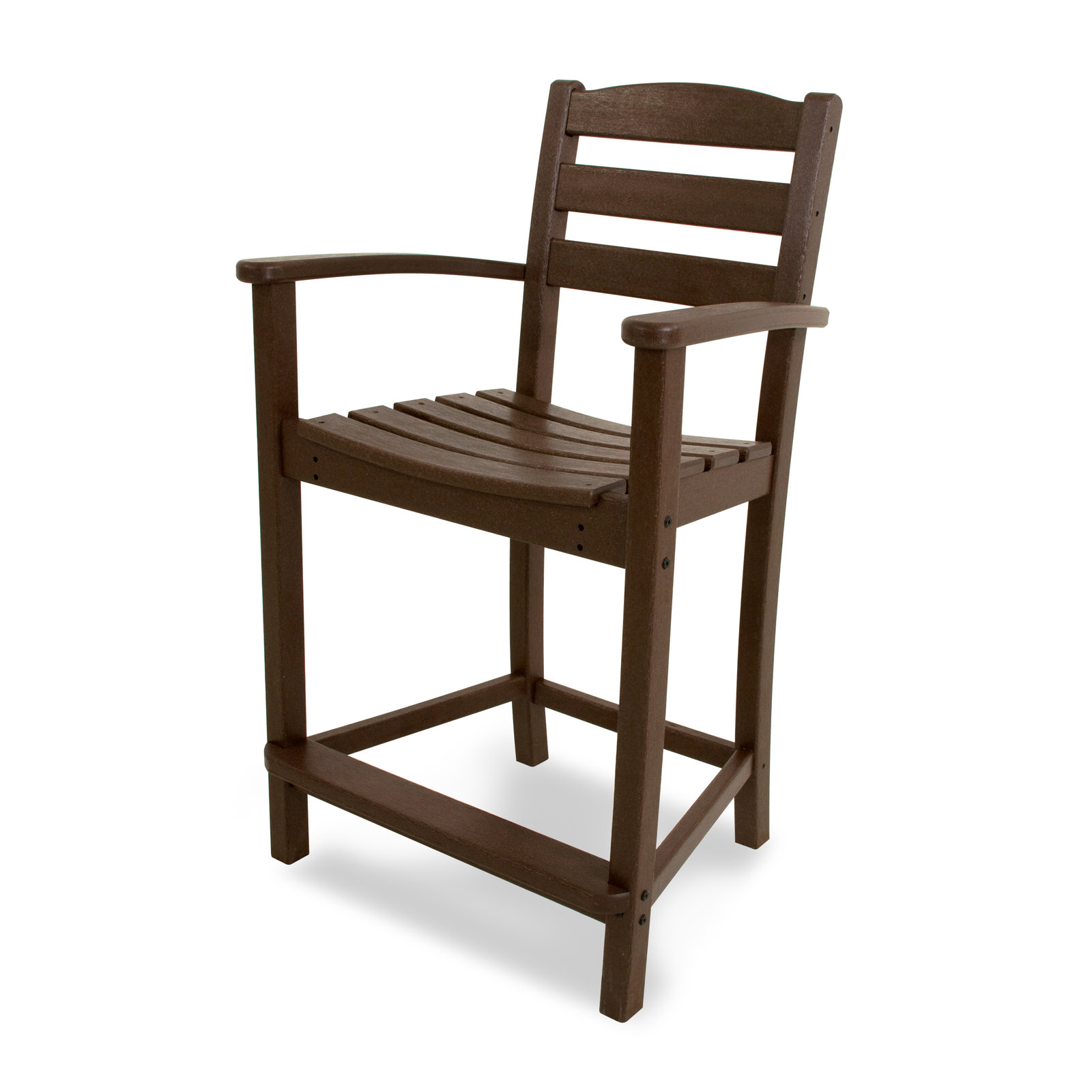 POLYWOOD La Casa Café Bar Arm Chair, Mahogany, Counter Stool (25.13” Seat Height)