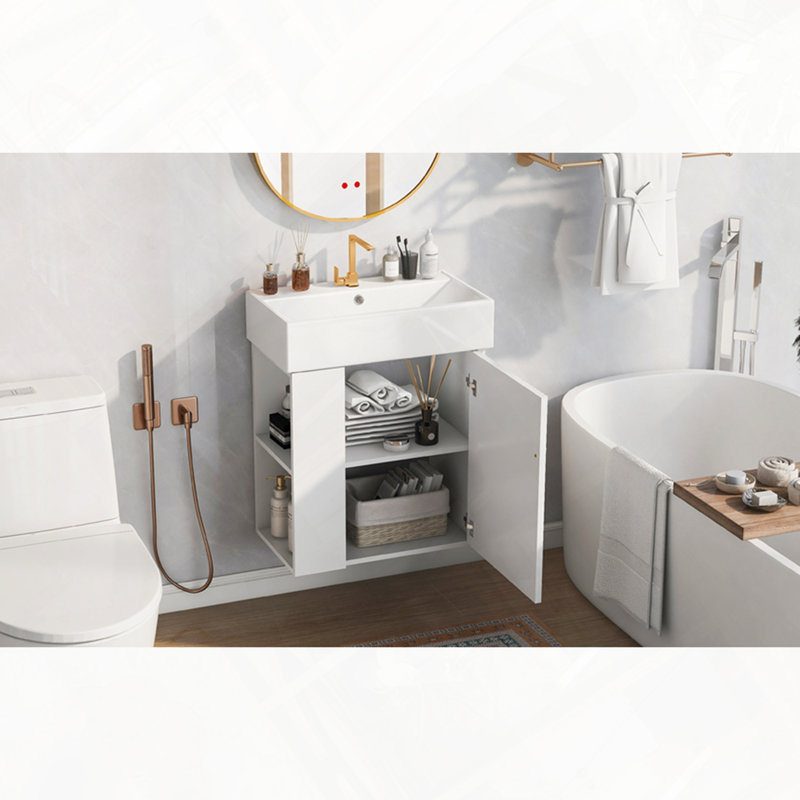 Meuble-lavabo flottant avec vasque en céramique