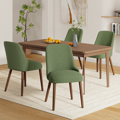 Chaise de salle à manger à haut dossier avec dossier ergonomique courbé, siège rembourré et pieds en bois massif