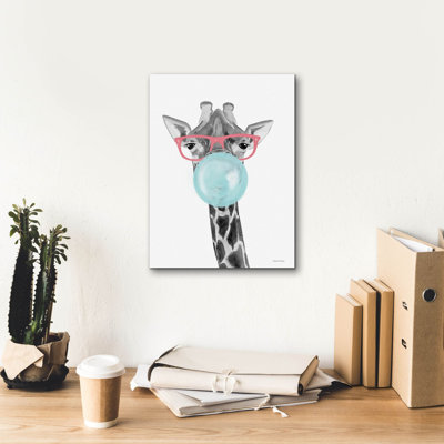  'Bubble Gum Giraffe' by Rachel Nieman Canvas Wall Art, 12" x 16"