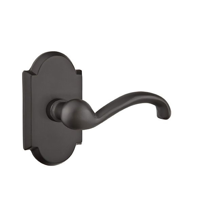 Teton Wave/Drop Privacy (Bed & Bath) Door Lever with Arch Rosette, Left, Flat Black