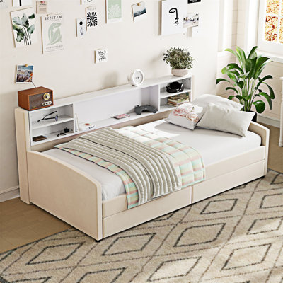 Lit plateforme simple tapissier avec rangement