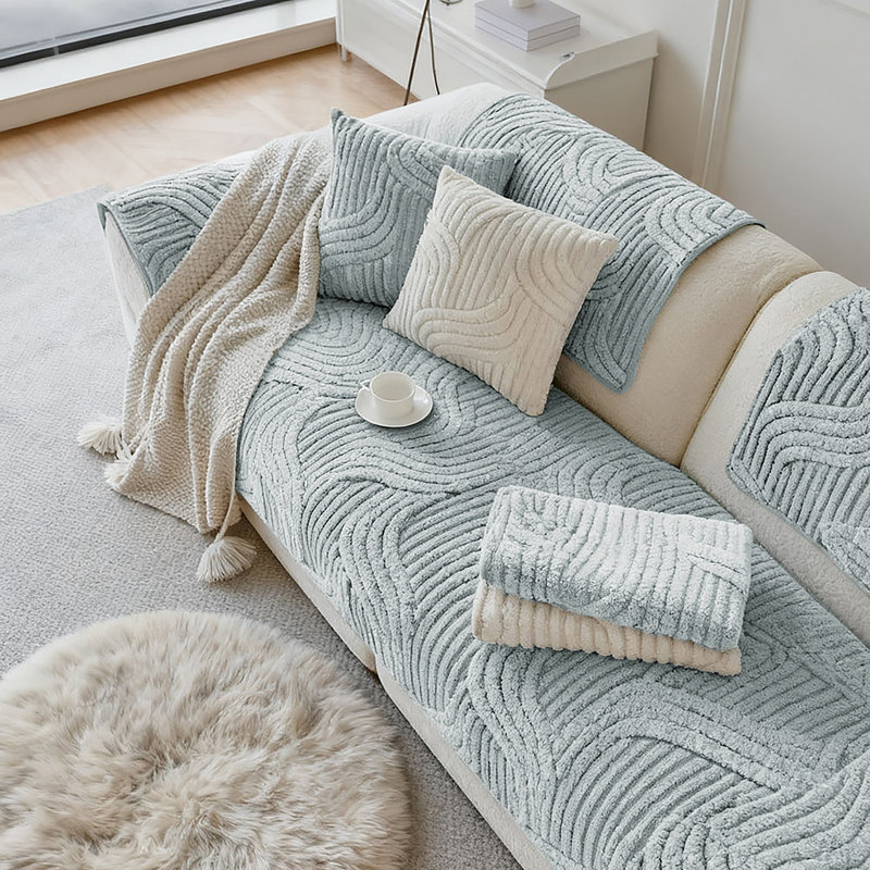 Sofa Slipcover, Light Grey, 90cm H x 160cm W x 90cm D