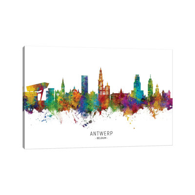 «Anvers Belgique Skyline» par Michael Tompsett - peinture sur toile tendue