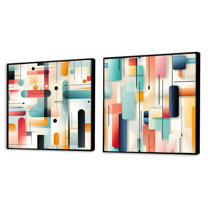 Ensemble de 2 collages carrés Urban Chic, Cadre flottant noir, H 16 po x l 33 po