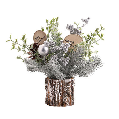 Mini-plateau de table artificiel arbre de Noël avec pomme de pin pour décorations de bureau
