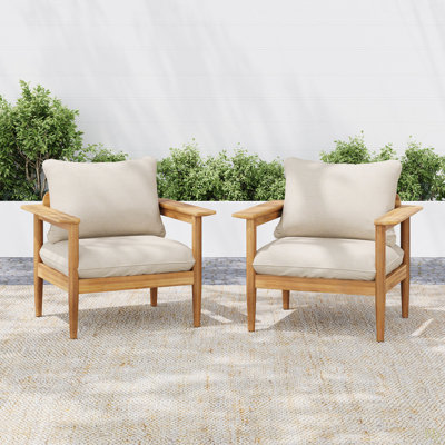 Terassi Outdoor Acacia Wood Lounge Chair, Set Of 2