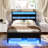 Metal Bed Frame with Charging Station, RGB LED Lights and Storage Headboard-1873803374