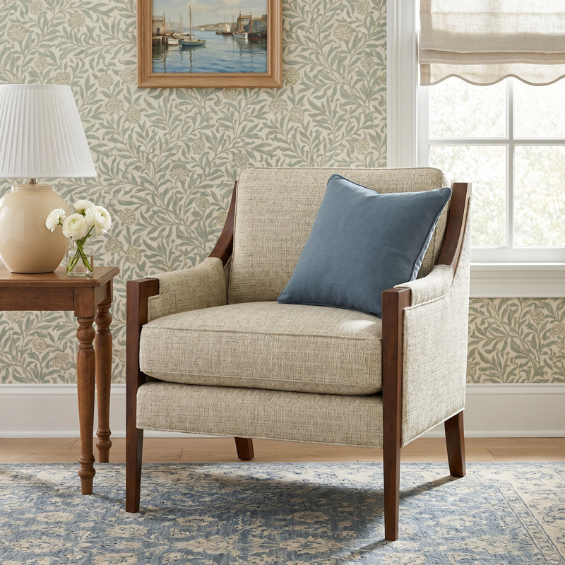 Mikel Upholstered Armchair, Peyton Navy Performance Twill