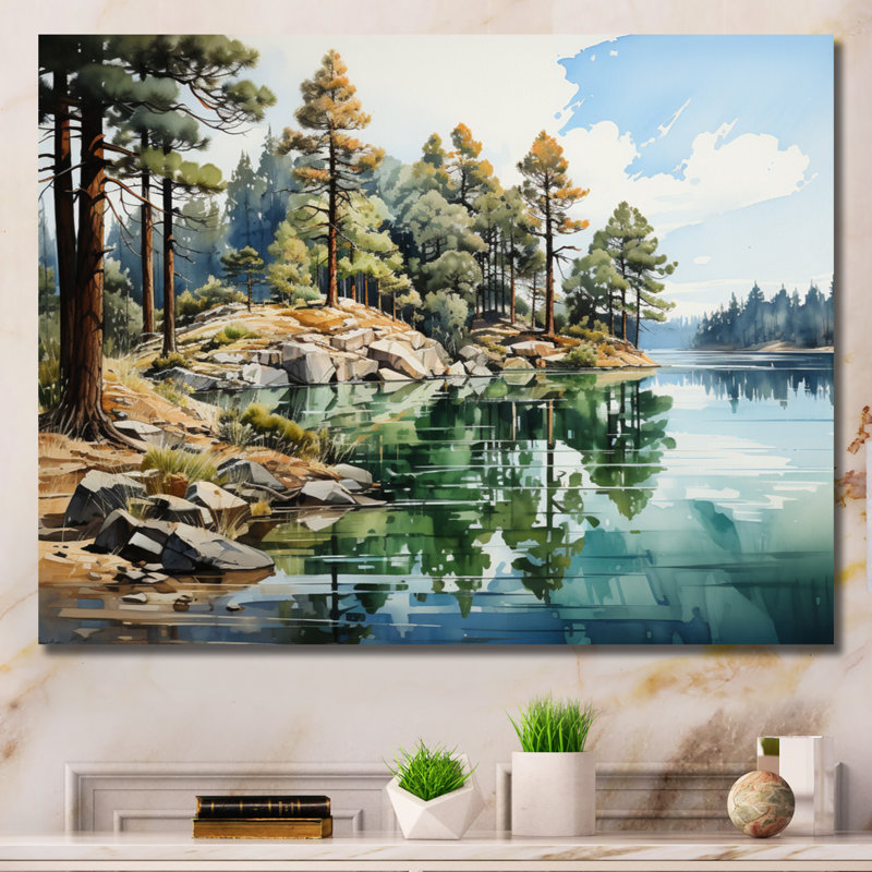 «Pine Tree Reflections I», reproduction sur toile, H 34 po x l 44 po, Toile tendue