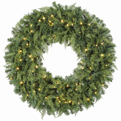 Couronne de Noël 48 po, couronne de Noël artificielle en PE avec 550 pointes et 150 DEL, 8 modes d'éclairage pour la décoration des Fêtes