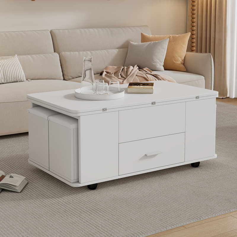 Lift Top Coffee Table with Storage, White