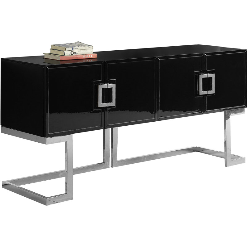 Buffet de 64 po de largeur Beth, Chrome / Noir