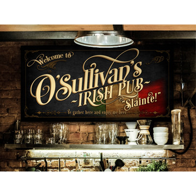 Signe de pub irlandais, nom de famille personnalisé sur métal