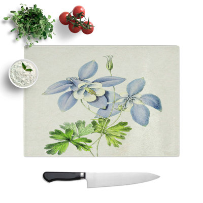 Glass Illustration of Columbine Flowers Chopping Board
