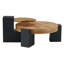 Table basse moderne moderne à double couche avec pieds en L détachables et design texturé en bois