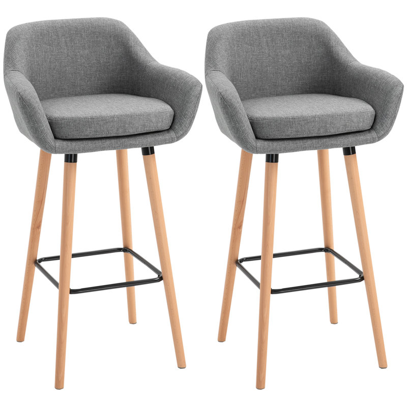 Aghaboy Upholstered Counter Stool with Metal Frame, Grey