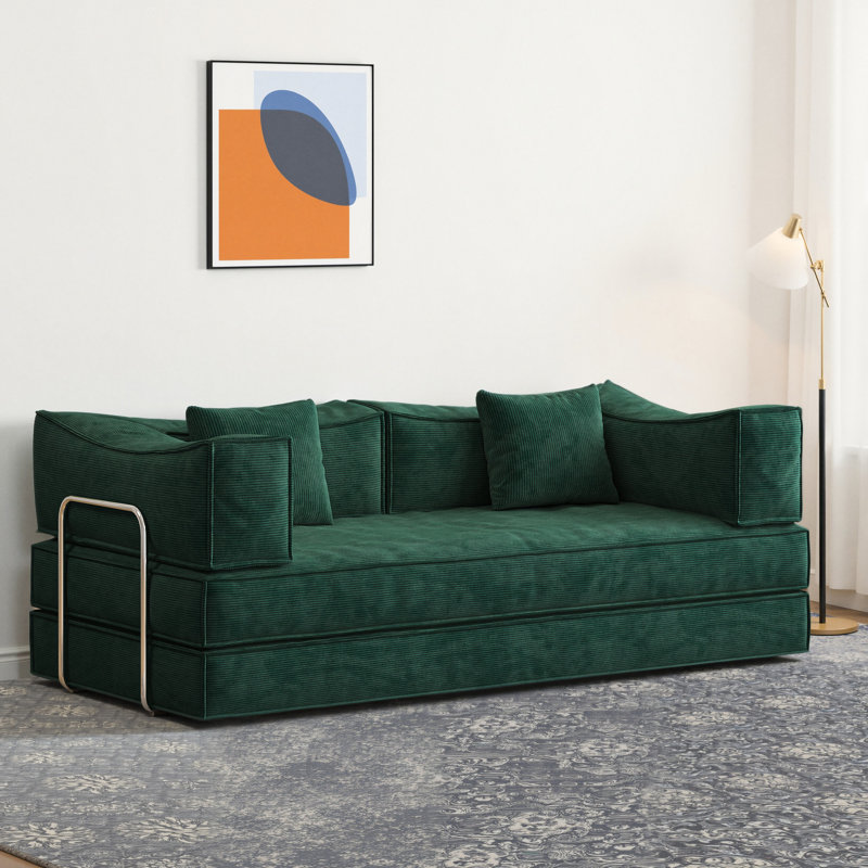 Lit modulaire convertible à 4 places de 78,8 pouces, compression pour chambre à coucher, amovible et sac, profondeur d'assise de 70 cm, formes interchangeables, velours côtelé lavable, 3 clous de fixation à haute résistance, bloc de pouding de type L