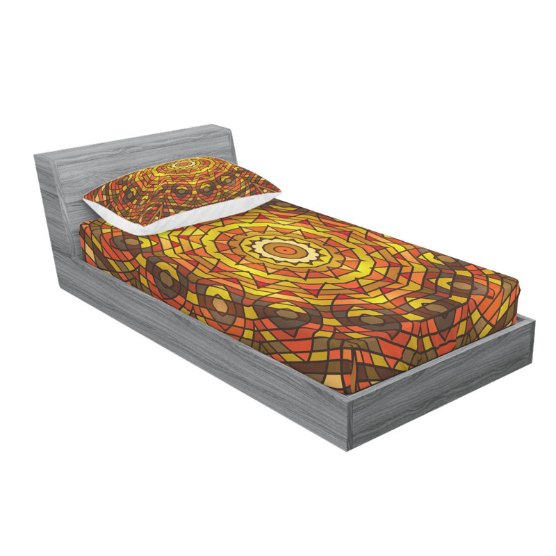 Microfiber Geometric Sheet Set, Twin Sheet Set with Fitted Sheet