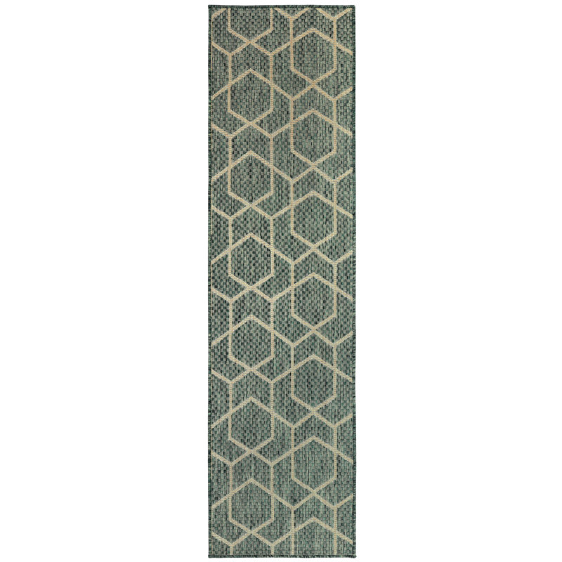 Reidy Modern Indoor/Outdoor Rug, Runner 2'2" x 8', Green