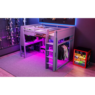 Lit mezzanine en bois avec bureau