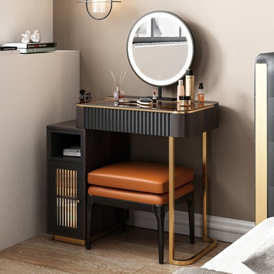 Ensemble de meuble-lavabo à plateau en verre, extensible, en coin