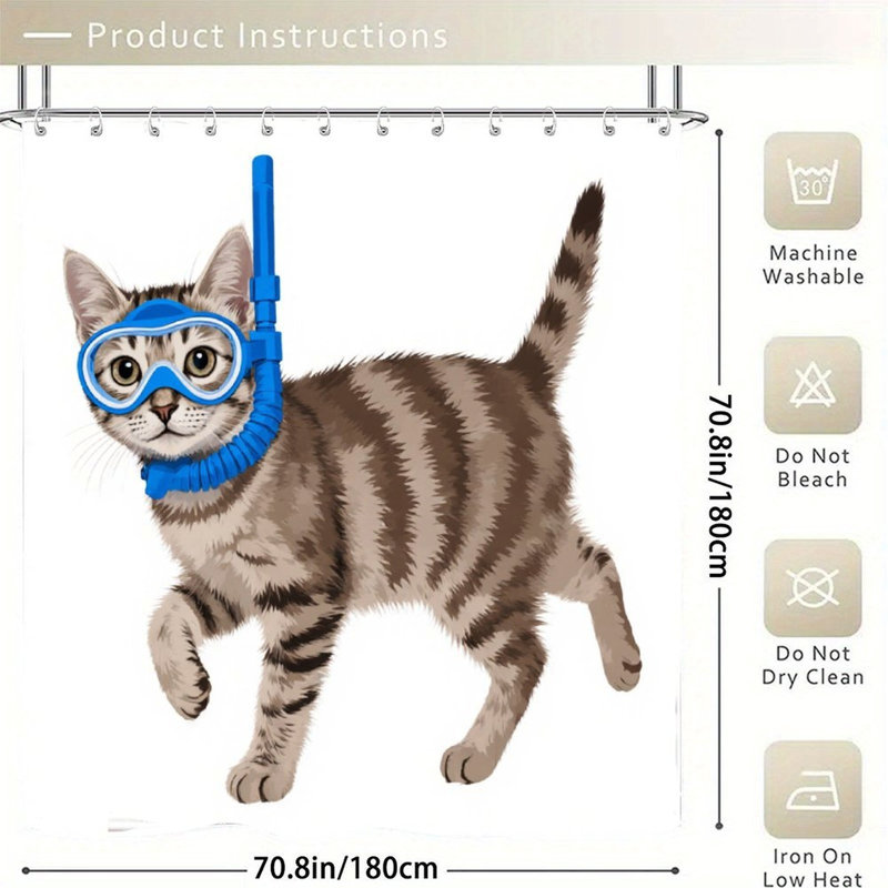 Rideaux de douche Cat In Snorkel, 71 x 71