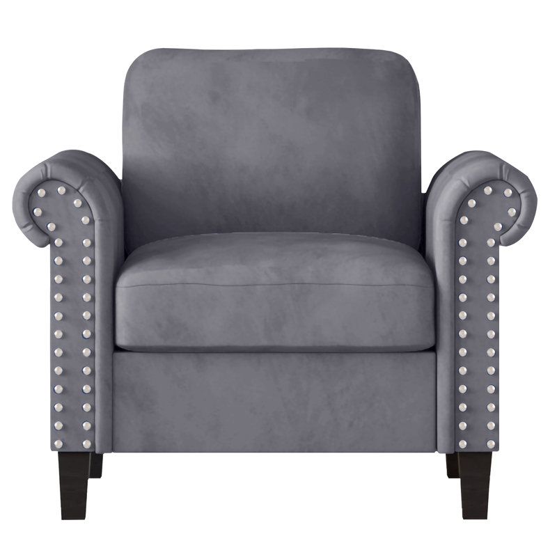 Shila Velvet Chesterfield Chair, Gray Velvet