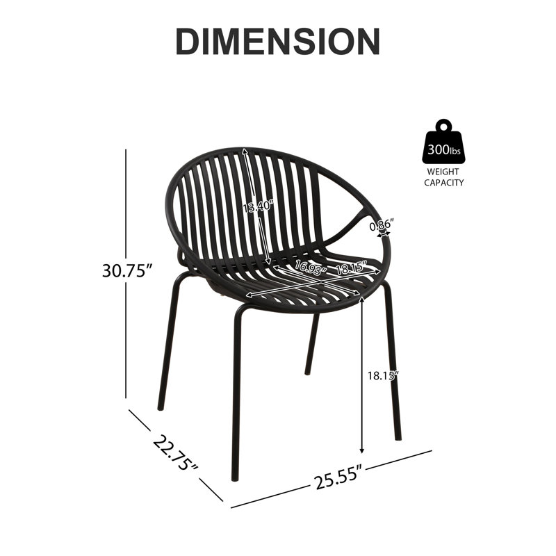 Chaises de salle à manger de patio, Noir