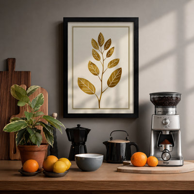 Golden Leaf Study Botanical - Framed Print