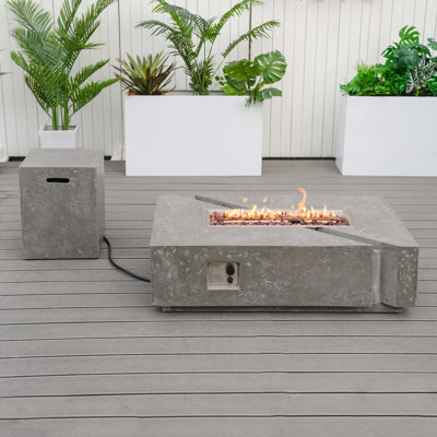 Flinda Concrete Propane Outdoor Fire Pit Table