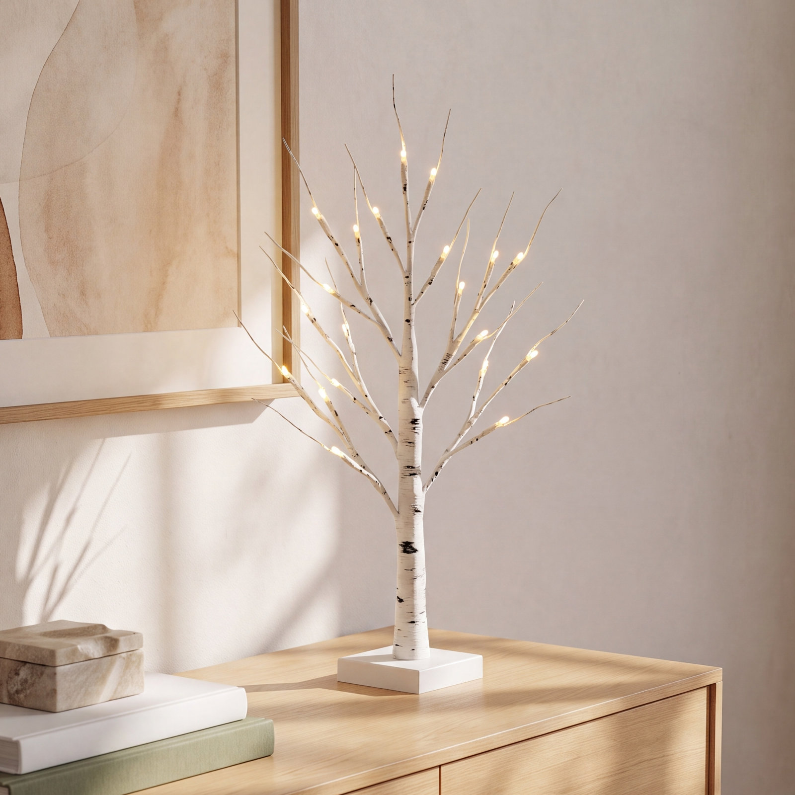 Pre-Lit White Birch Tabletop Tree