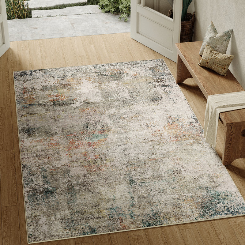 Tapis moderne lavable à la machine avec envers antidérapant Sarah, Rectangle 5 pi x 7 pi
