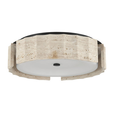 Roslington, plafonnier encastré, 18 po, noir mat, verre opale gravé